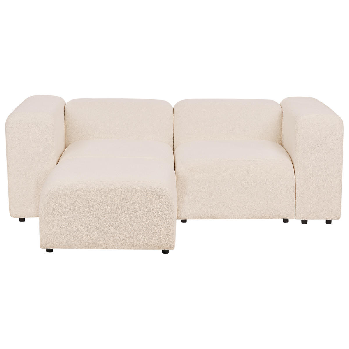 2-SITZER-SOFA Bouclé hellbeige mit Ottomane Falsterbo - Beige, Textil (204/70/105cm) - Beliani