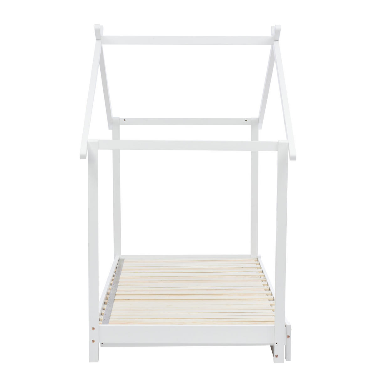 HAUSBETT 90/190 cm weiß aus massivem Kiefernholz mit Lattenrost - Weiß, Holz (90/190cm) - OKWISH