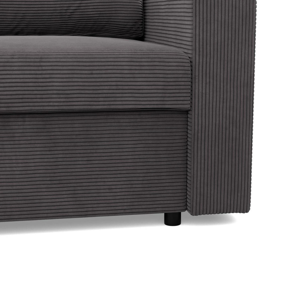 SOFA 3-SITZER MIT SCHLAFFUNKTION NEO, Cord - Dunkelgrau - Grau, Textil (220/92/92cm) - Mebligo