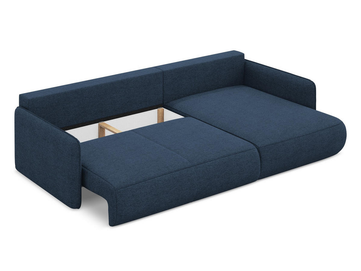 3-SITZER SOFA mit Schlaffunktion Chenille Stoff Blau - Blau/Schwarz, Textil/Metall (230/86/105cm) - Makamii