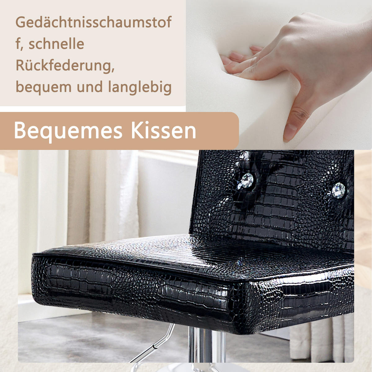 BARHOCKER 4er-Set Schwarz mit Kunstleder und Kristallknöpfen - Schwarz, Kunststoff (55/125/42cm) - PANGIVO