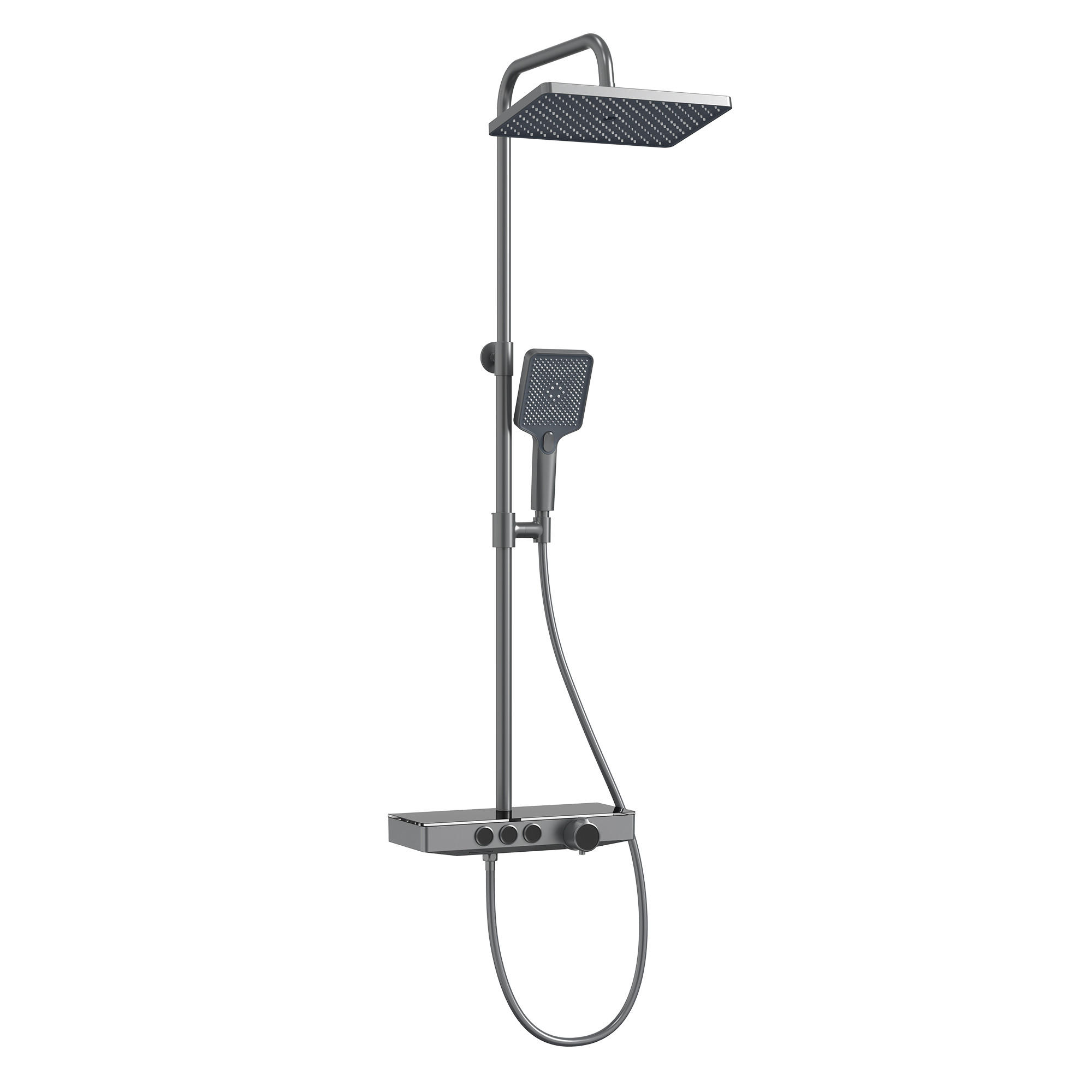 ÜBERKOPFBRAUSESET mit Dreiwege-Thermostatmischventil Regendusche Anthrazit - Anthrazit, Metall (36/110/46cm) - EMKE