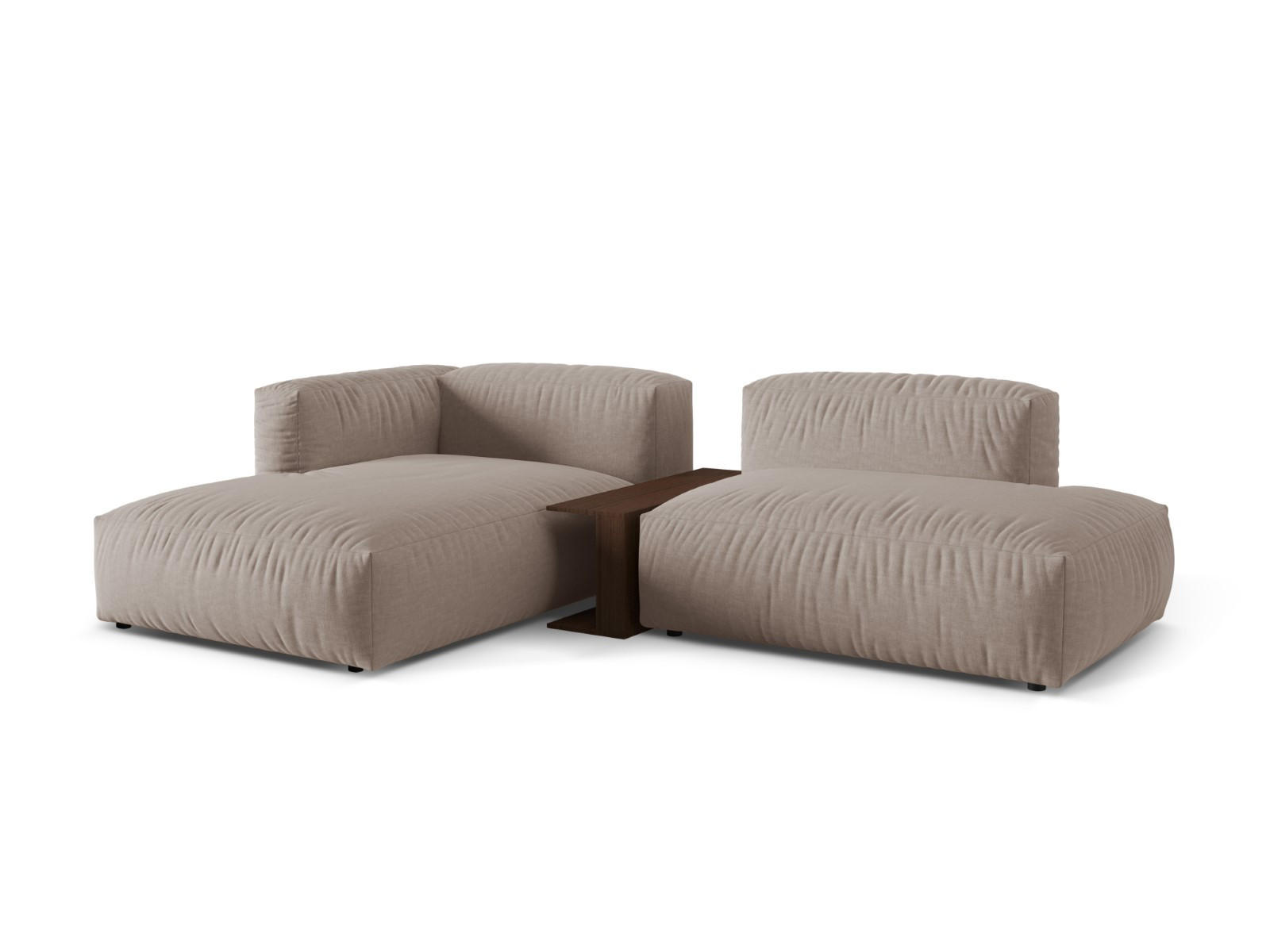 ECKSOFA modular links Martina aus strukturiertem Stoff dunkelbeige 2 Sitzplätze - Mokka, Textil (176/285cm) - Micadoni