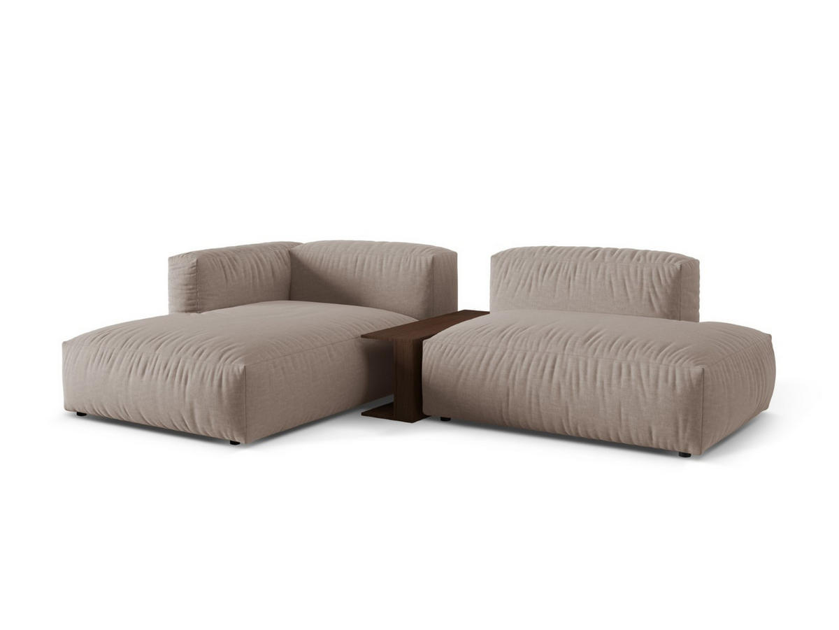 ECKSOFA modular links Martina aus strukturiertem Stoff dunkelbeige 2 Sitzplätze - Mokka, Textil (176/285cm) - Micadoni