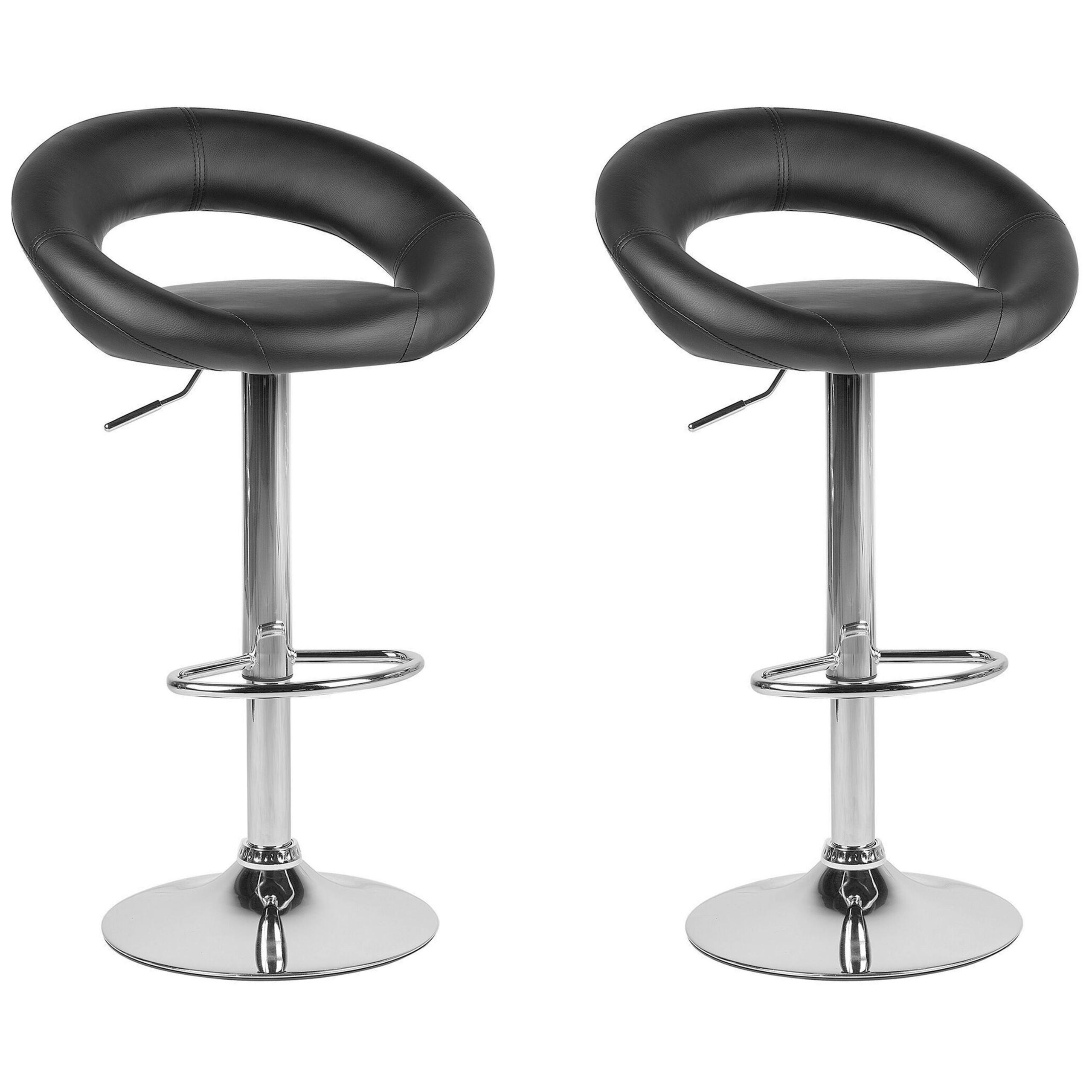 SCAUN DE BAR set de 2 piele ecologica negru Peoria