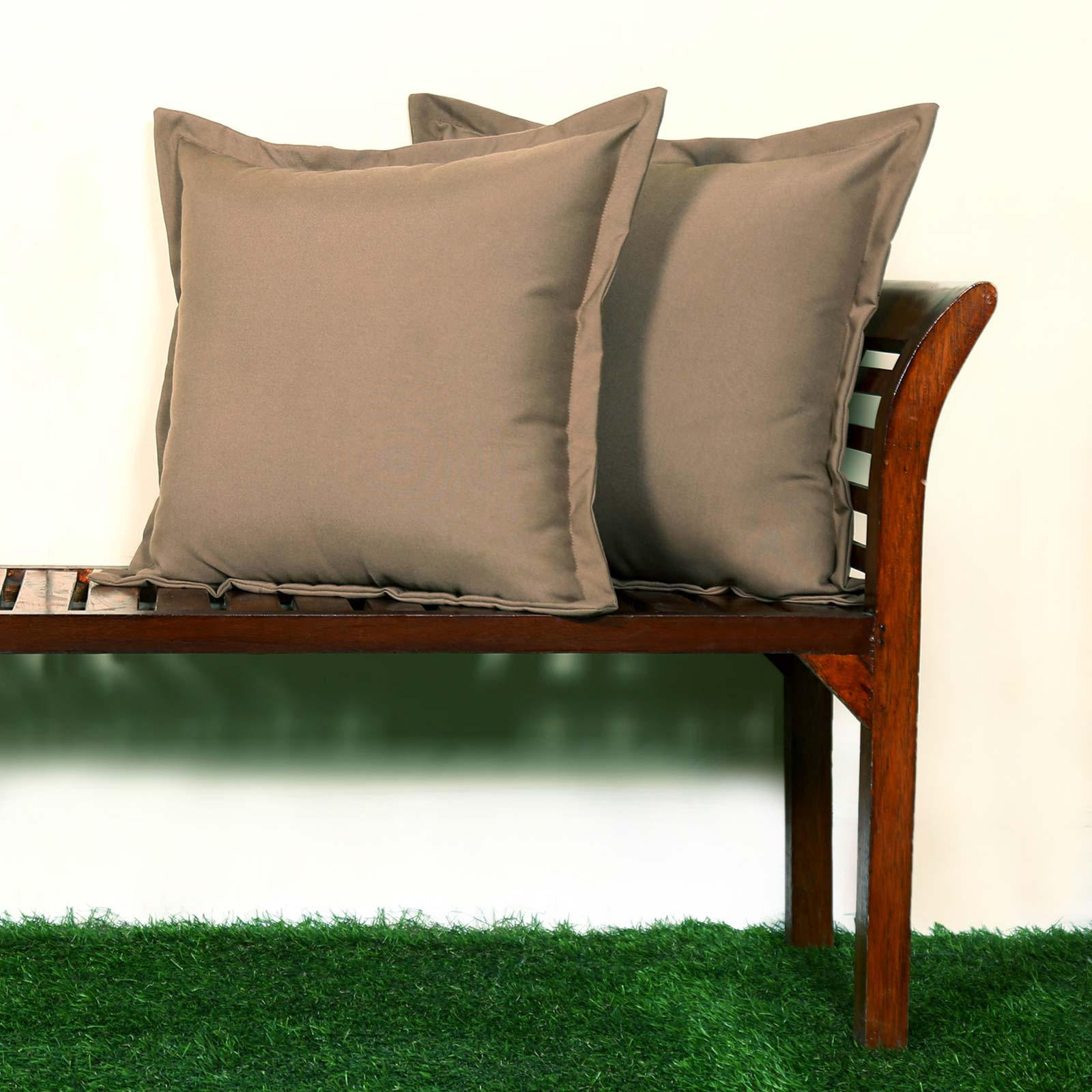 OUTDOOR-KISSEN 2er-Set hellbraun 45/45 cm - Hellbraun, Textil (45/45cm) - Homescapes
