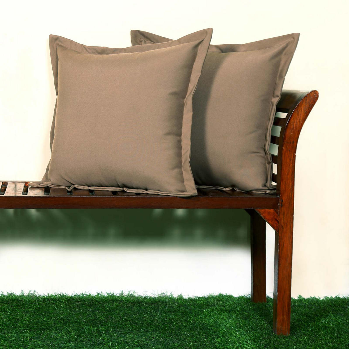 OUTDOOR-KISSEN 2er-Set hellbraun 45/45 cm - Hellbraun, Textil (45/45cm) - Homescapes