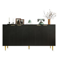 SIDEBOARD 160/40/80 cm Schwarz aus MDF und Spanplatte mit 4 Türen - Schwarz, Holzwerkstoff (40/80/160cm) - OKMYHOME