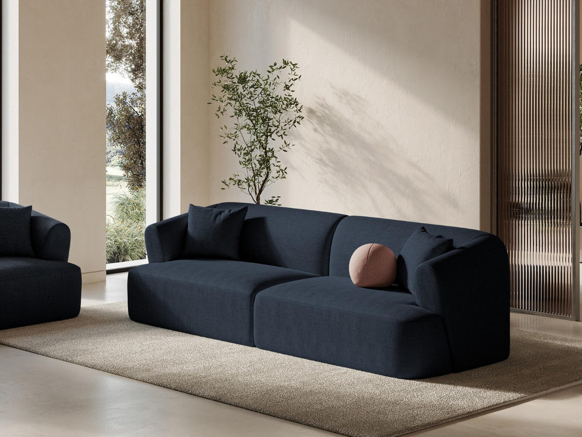 MODULARES-SOFA Campi aus strukturiertem Stoff königsblau 4 Sitzplätze - Dunkelblau, Textil (90/70/255cm) - Cosmopolitan Design