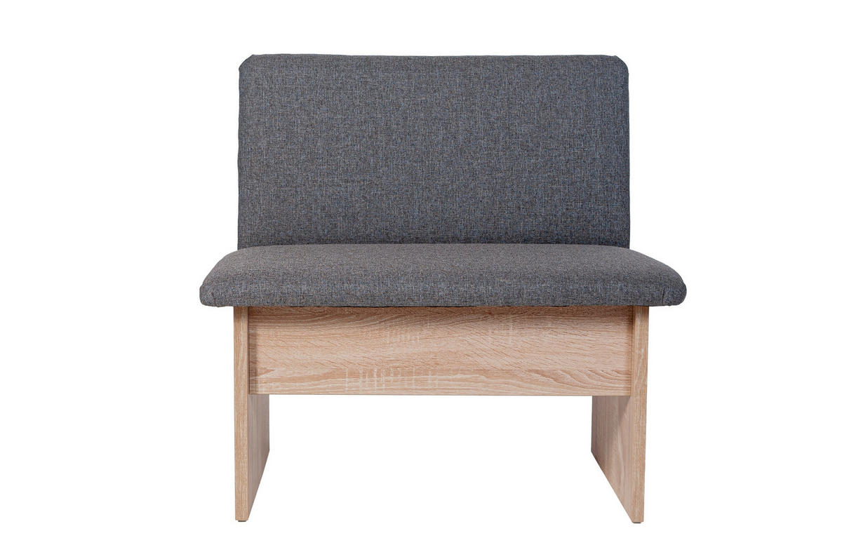 ECKBANK Die Vielseitige - Grau/Sonoma Eiche, Holzwerkstoff/Textil (145/185cm) - Kundler Home