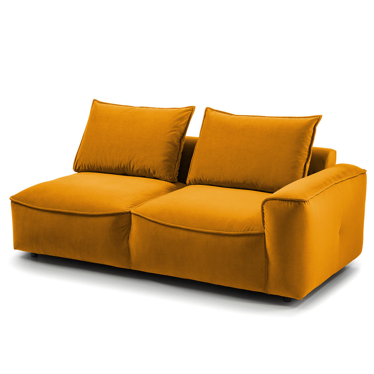 2,5-SITZER SOFA - modular - Schwarz/Orange, Holz/Kunststoff (189/80/99cm) - home24