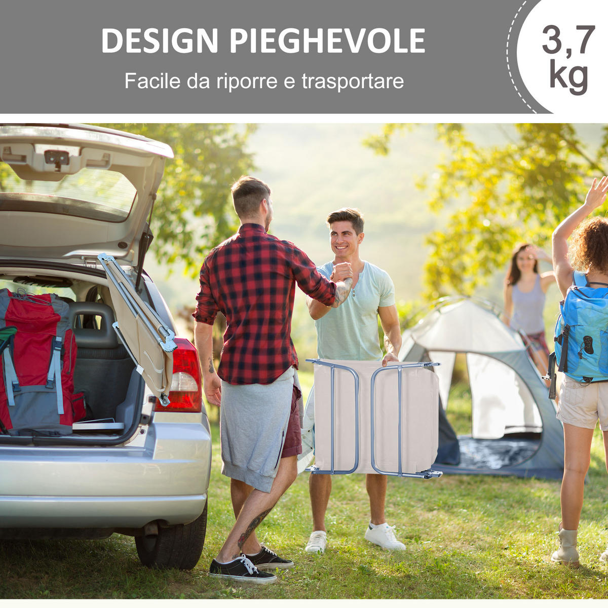 SONNENLIEGE Set aus 2 klappbaren mit 4-fach verstellbarer Rückenlehne, Beige - Beige, Metall (56/86/137cm) - Vallsero