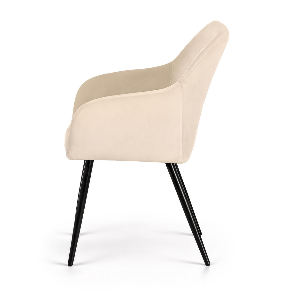 POLSTERSTUHL 6er Set, Metallbeine Beige, Schwarz 54,5/83/58 - Beige/Schwarz, Textil (55/83/58cm) - RAUMHIRSCH FURNITURE