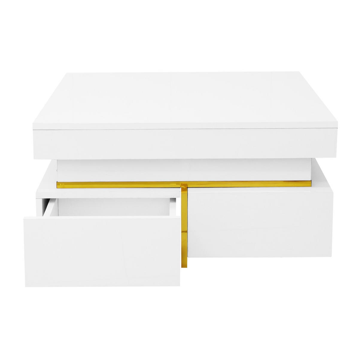 COUCHTISCH mit 2 Schubladen 70 x 70 cm Hochglanz Weiß - Weiß, Holzwerkstoff (70/70/35.5cm) - Meubliv