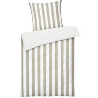 WENDE-BETTWÄSCHE Mako Perkal 240x220 cm aus 100% Baumwolle mit Reißverschluss, 3 teilig Bettbezug gestreift 240 x 220 - Taupe - Braun, Textil (240/220cm) - Carpe Sonno