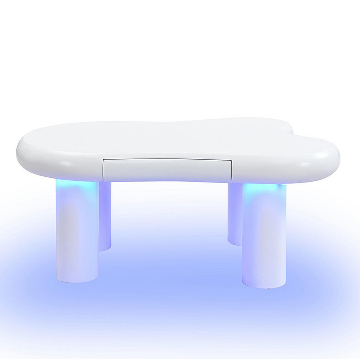 KONFERENČNÍ stolek z MDF, 98/65,5/40 cm bílý, s LED osvětlením a zásuvkou - bílá, kompozitní dřevo (98/65.5/40cm) - BEAOK