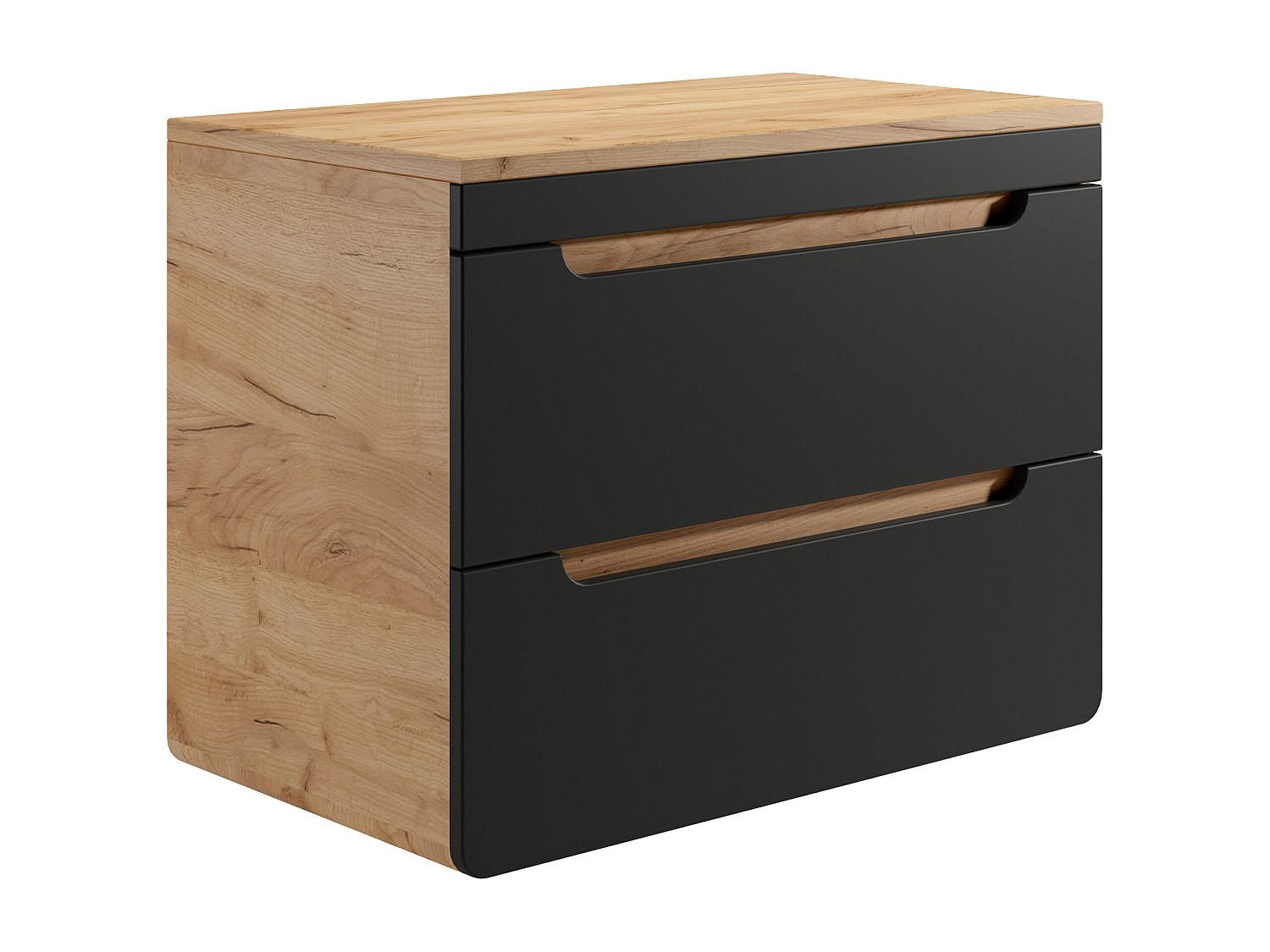 WASCHBECKENUNTERSCHRANK hängend mit Platte - 80 cm - Holzfarben hell & Anthrazit - ARUBA - Anthrazit, Holz (80/59/46cm) - Vente-Unique