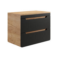 WASCHBECKENUNTERSCHRANK hängend mit Platte - 80 cm - Holzfarben hell & Anthrazit - ARUBA - Anthrazit, Holz (80/59/46cm) - Vente-Unique