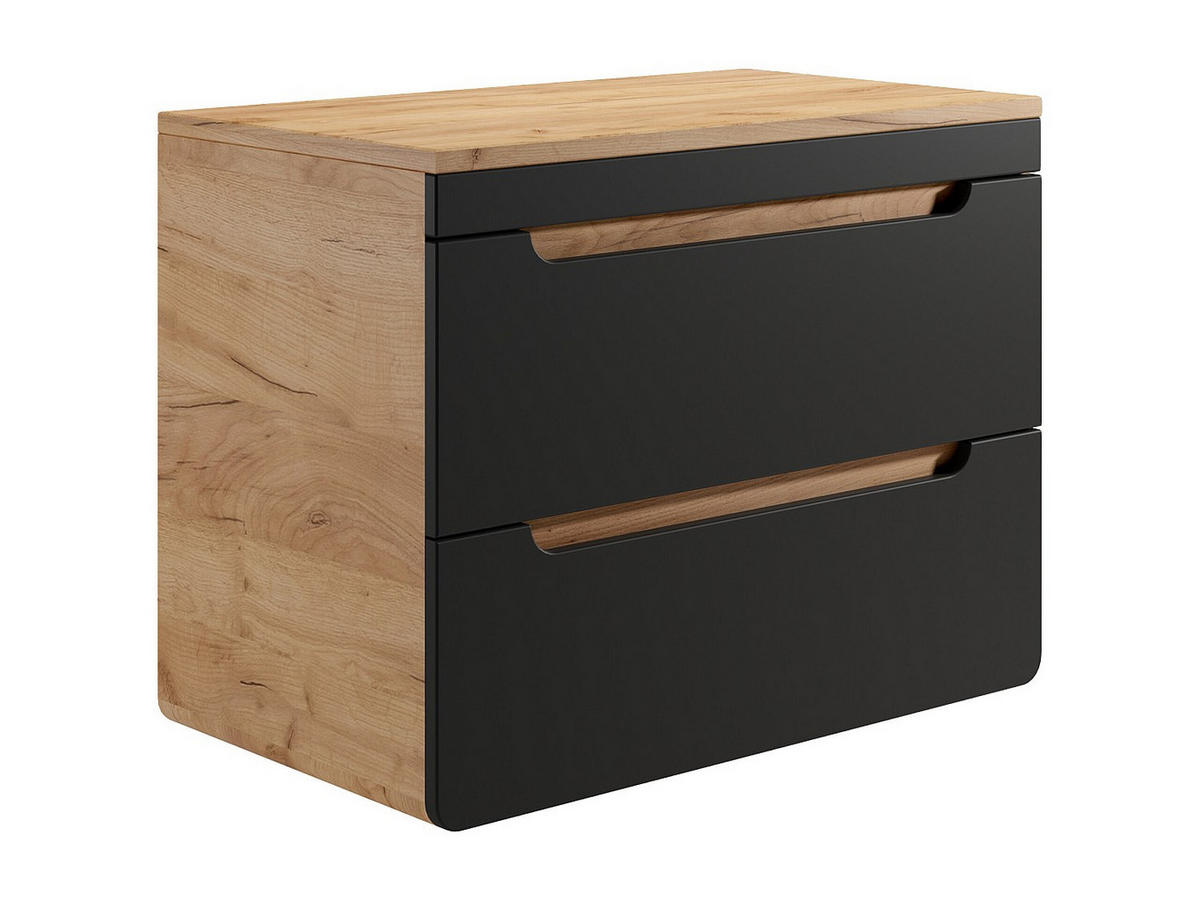 WASCHBECKENUNTERSCHRANK hängend mit Platte - 80 cm - Holzfarben hell & Anthrazit - ARUBA - Anthrazit, Holz (80/59/46cm) - Vente-Unique