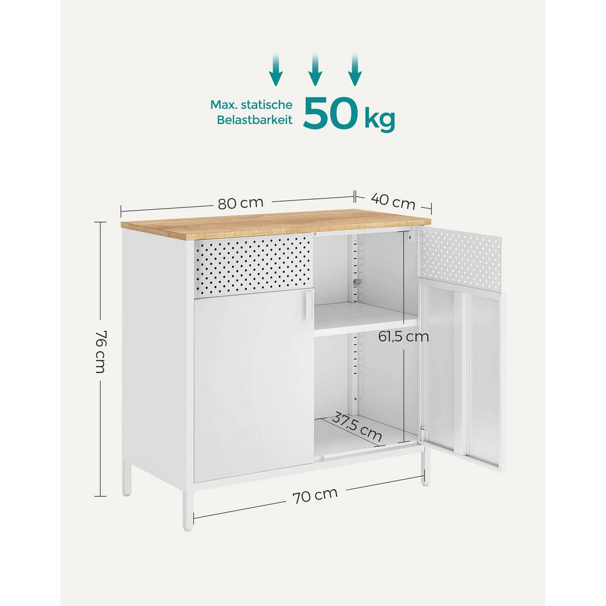 KOMMODE YEREVAN - Weiß, Metall (80/76/40cm) - Hansiro
