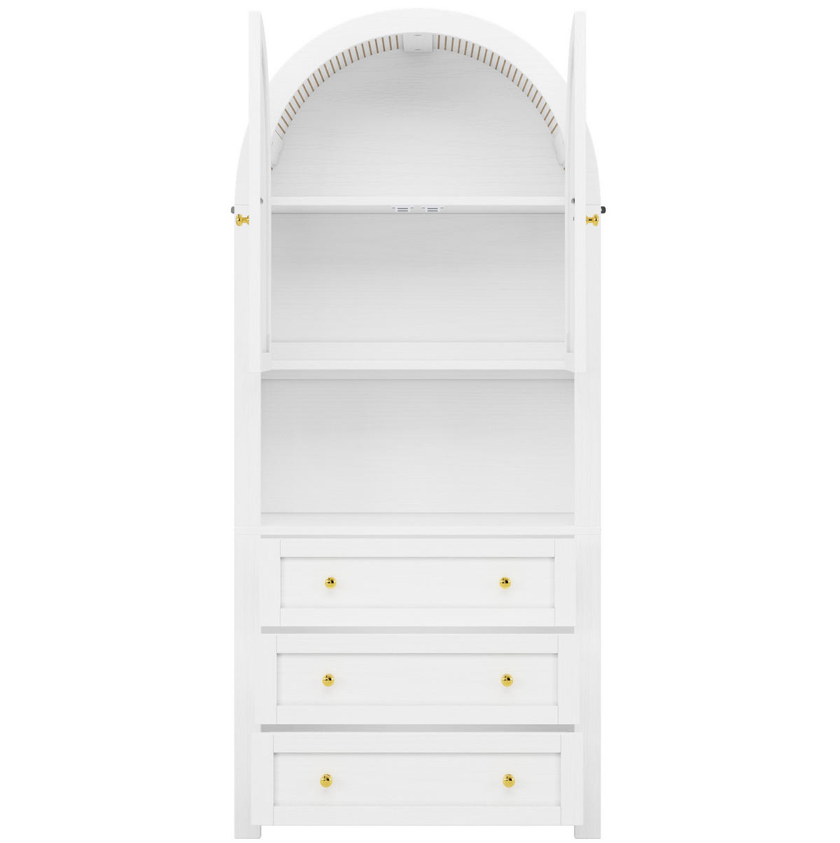 ANRICHTE Hochschrank 70/35/180 cm aus MDF mit 3 Schubladen und offenem Ausstellungsfach Weiß - Weiß, Holzwerkstoff (70/180/35cm) - Modenvie