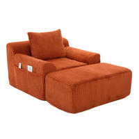 SESSEL mit Hocker in Cord Übergroßer Relaxsessel - Orange, Textil (147/67/110cm) - Urban Meuble