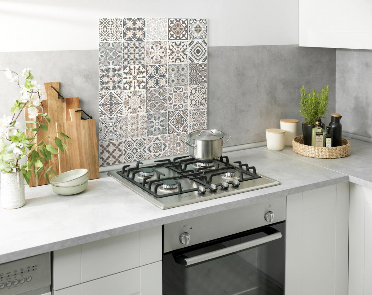 HERDABDECKPLATTE aus Glas Floor Tile 70/60/0,4 cm - Multicolor, Glas (60/0.4/70cm) - Wenko