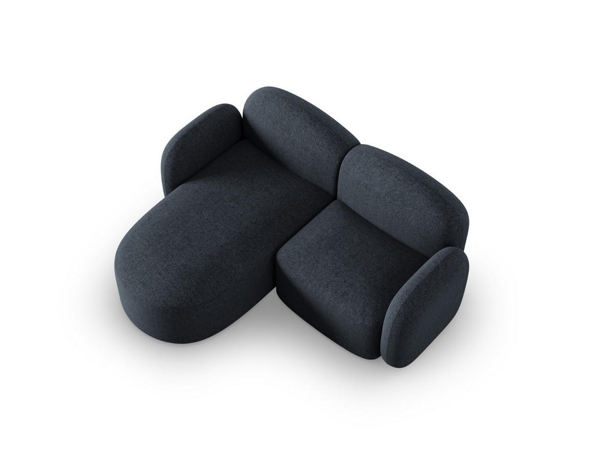 ECKSOFA links Blair aus Chenille-Stoff blau melange 3 Sitzplätze - Blau, Textil (155/194cm) - Micadoni