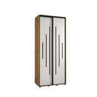 SCHWEBETÜRENSCHRANK 235,2/100/60 2-türig - Schwarz/Weiß, Holz/Metall (100/235/60cm) - Abiks Möbel
