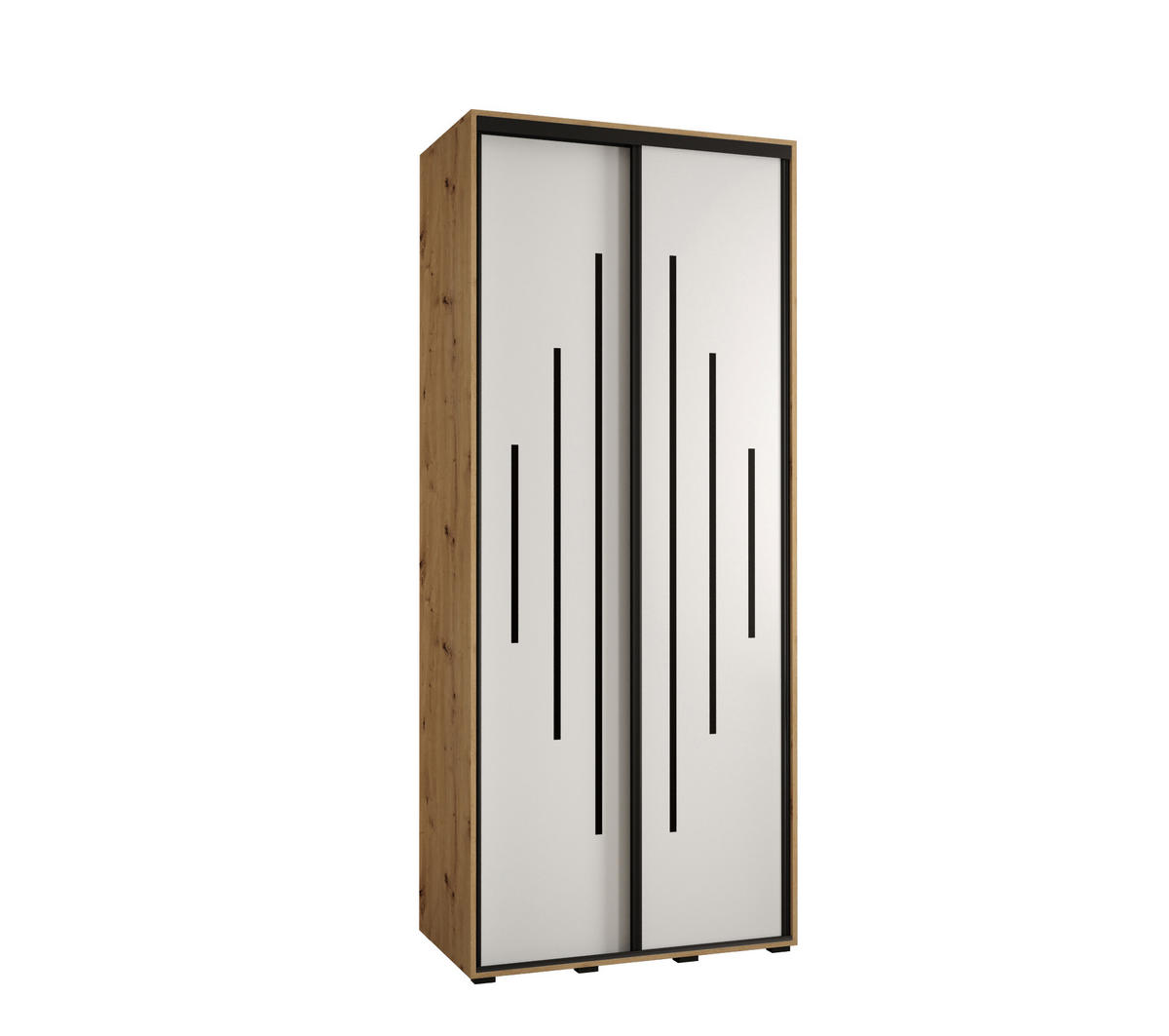 SCHWEBETÜRENSCHRANK 235,2/100/60 2-türig - Schwarz/Weiß, Holz/Metall (100/235/60cm) - Abiks Möbel