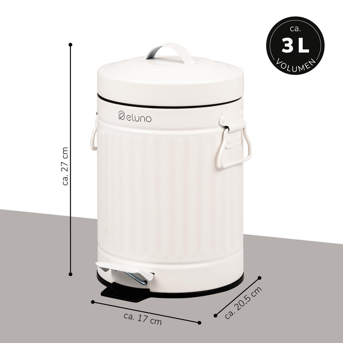 KOSMETIKEIMER 3 Liter, weiß, Metall - Weiß, Metall (17/27/20.5cm) - eluno