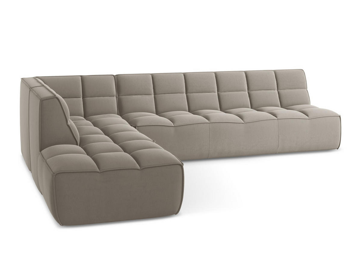 ECKSOFA Beidseitig Samt Stoff Grau - Taupe/Schwarz, Kunststoff/Textil (308/258cm) - Makamii