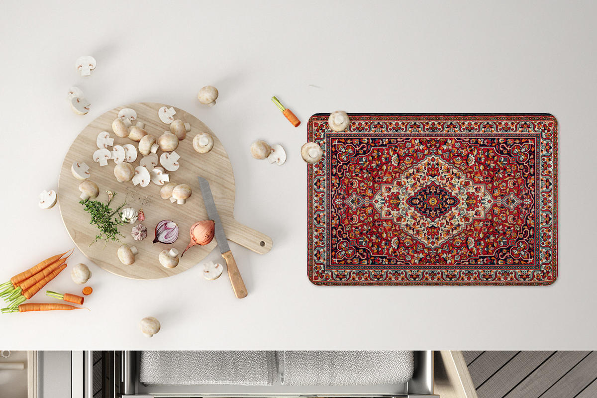 PLATZSETS 6er-Set Persische Teppiche - Teppiche - Muster - Rot Tisch Untersetzer-Set 45x30 cm - Rot, Kunststoff (0.3/45/30cm) - MuchoWow