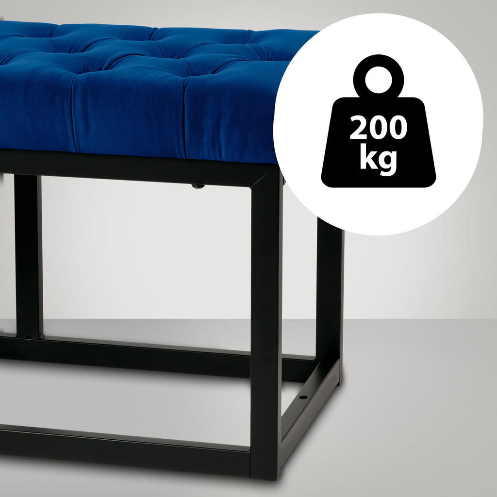Thumbnail - TPFLiving Sitzbank, Blau, Metall, 120x42x37 cm, Esszimmer, Bänke, Sitzbänke