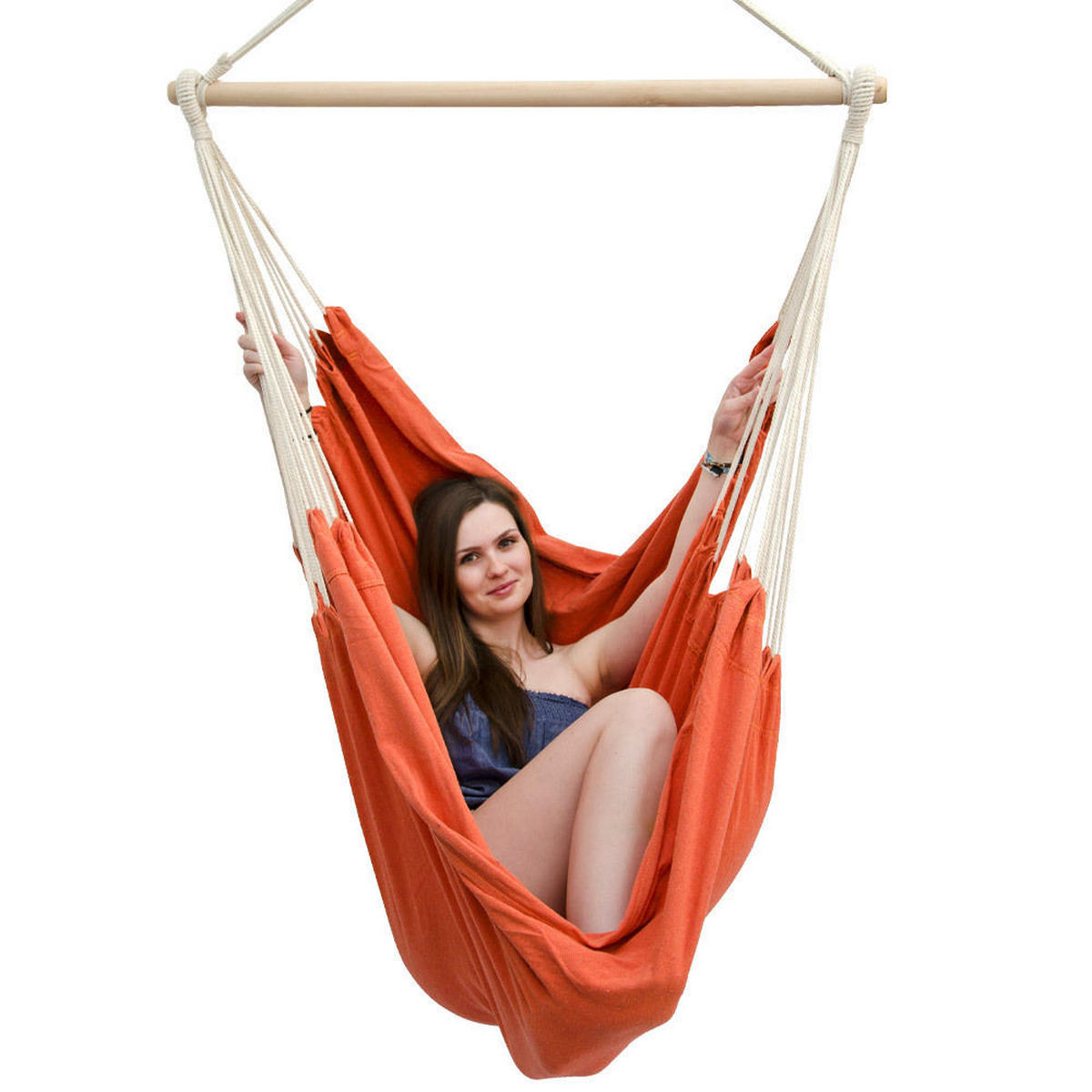 XXL HÄNGESESSEL 185/130 cm Belastbar bis 150 kg Orange - Orange, Textil (130/155/185cm) - Amanka