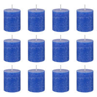STUMPENKERZE (12er-Set) Rustic Ø6,8 x 13 cm - Blau, Paraffin (7/8/7cm) - Butlers