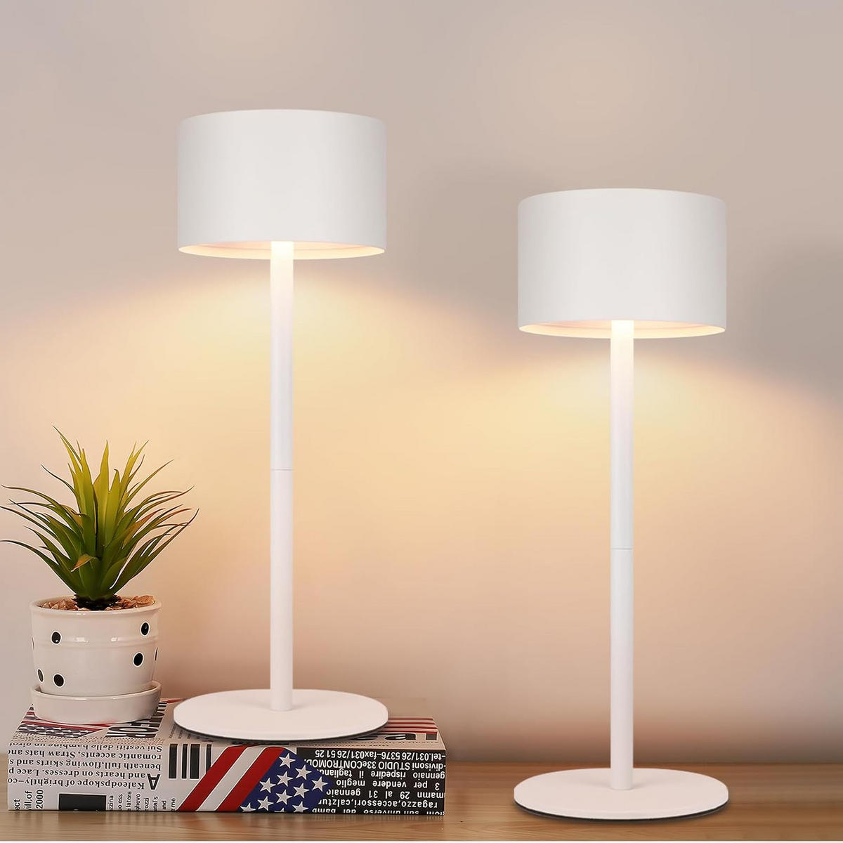 TISCHLAMPE Moorfinr 9/9/25 cm (2er-set) - Weiß, Kunststoff/Metall (9/9/25cm) - ZMH