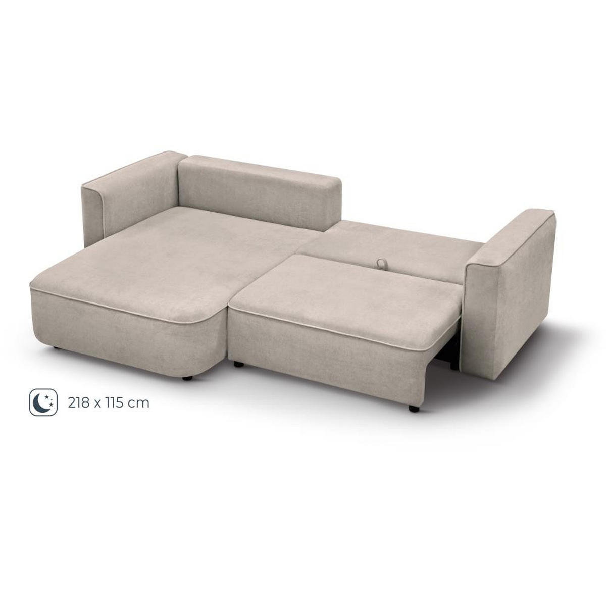 ECKSCHLAFSOFA Carlos beige - Beige/Schwarz, Kunststoff/Textil (265/170cm) - Beautysofa