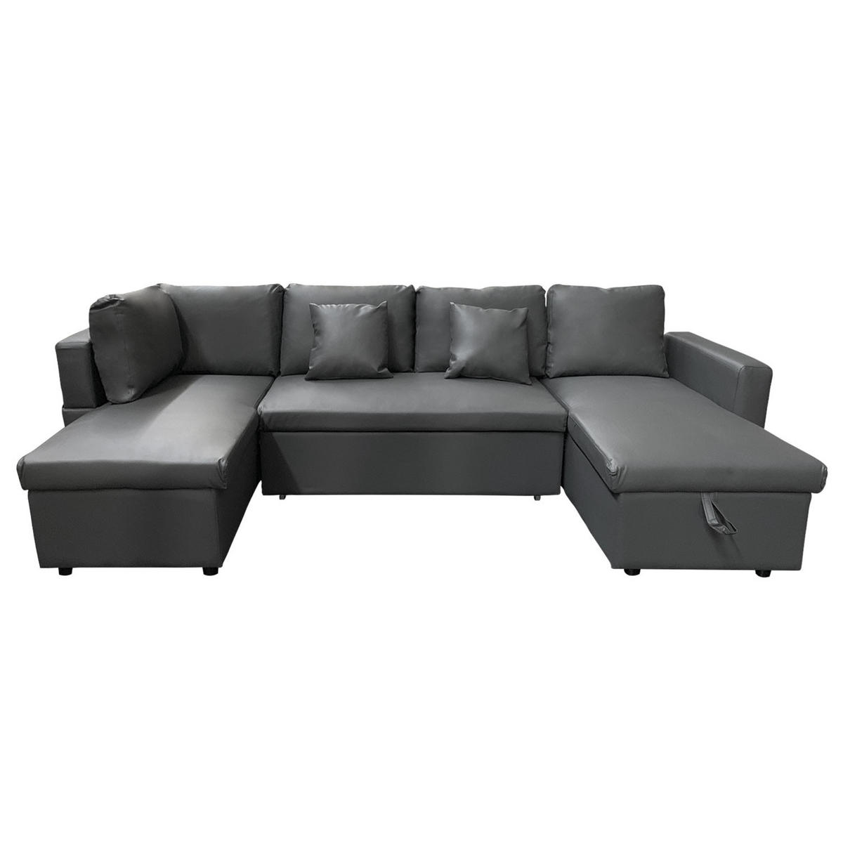 SOFA SCOTT Grau 4 Plätze - Dunkelgrau, Kunststoff (146/294cm) - Happy Garden
