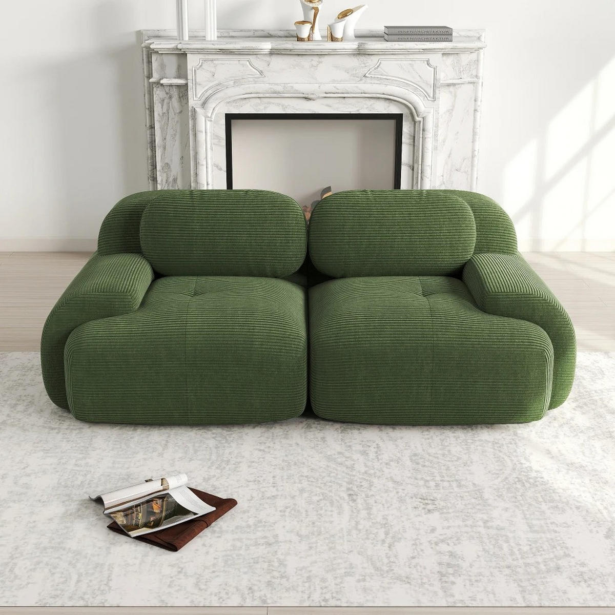 SCHLAFSOFA 3-in-1 Klappsofa Blau, 1 Stück, mit Kissen - Grün, Textil (138/70/103cm) - Kaket