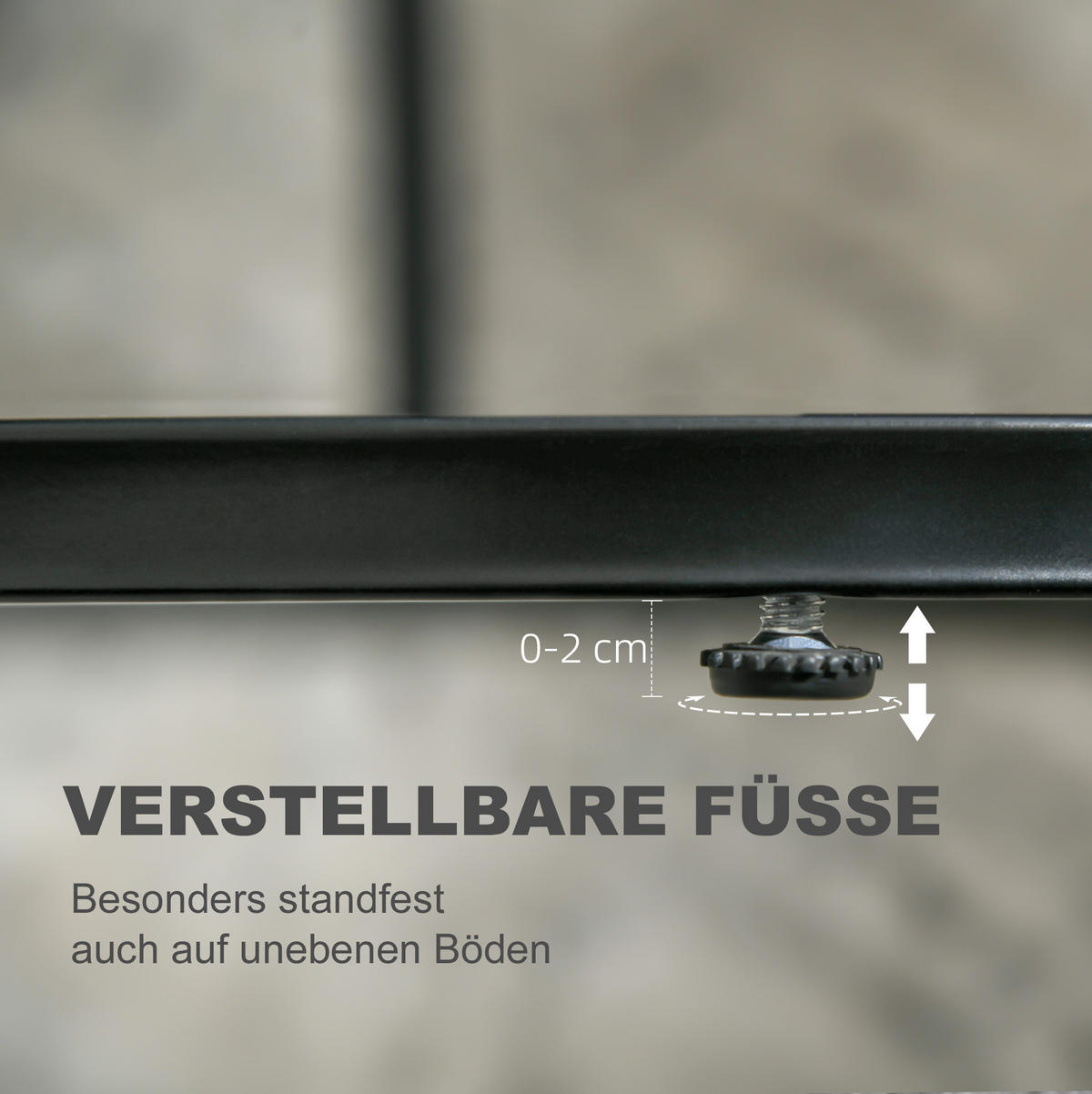 COUCHTISCH-SET 50/50/50,5 cm & 60/36/43,5 cm stapelbar mit verstellbaren Füßen und Marmoroptik, Schwarz - Schwarz, Metall (50/50/50.5cm) - Redom