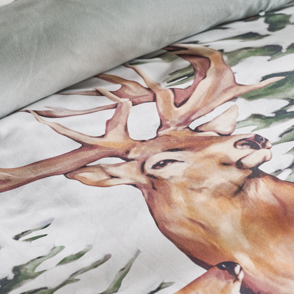 BETTWÄSCHE Satin HIVROSI, 160x200 cm, Beige, Winter Weihnachten Bettbezug, Weihnachtsdeko, Christmas, Weihnachtsmotiv - Beige, Textil (160/200cm) - home&you