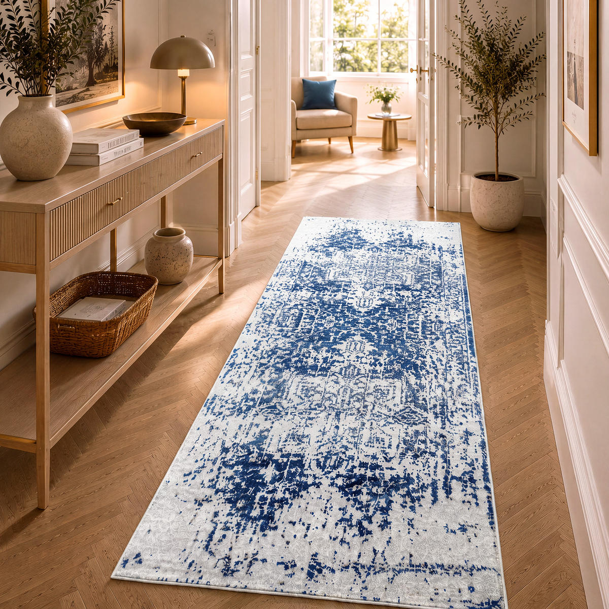 VINTAGE-TEPPICH Juliette 80/220 cm Dunkelblau - Dunkelblau, Textil (80/220cm) - LIVABLISS