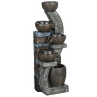 GARTENBRUNNEN, Kunstharz, Grau+Braun - Braun/Grau, Kunststoff (37/35/107cm) - Outsunny