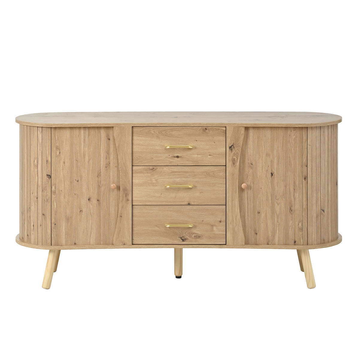 SIDEBOARD 150/36,5/75 cm Natur aus MDF mit Schiebetüren und Schubladen - Naturfarben, Holzwerkstoff (36.5/75/150cm) - OKWISH