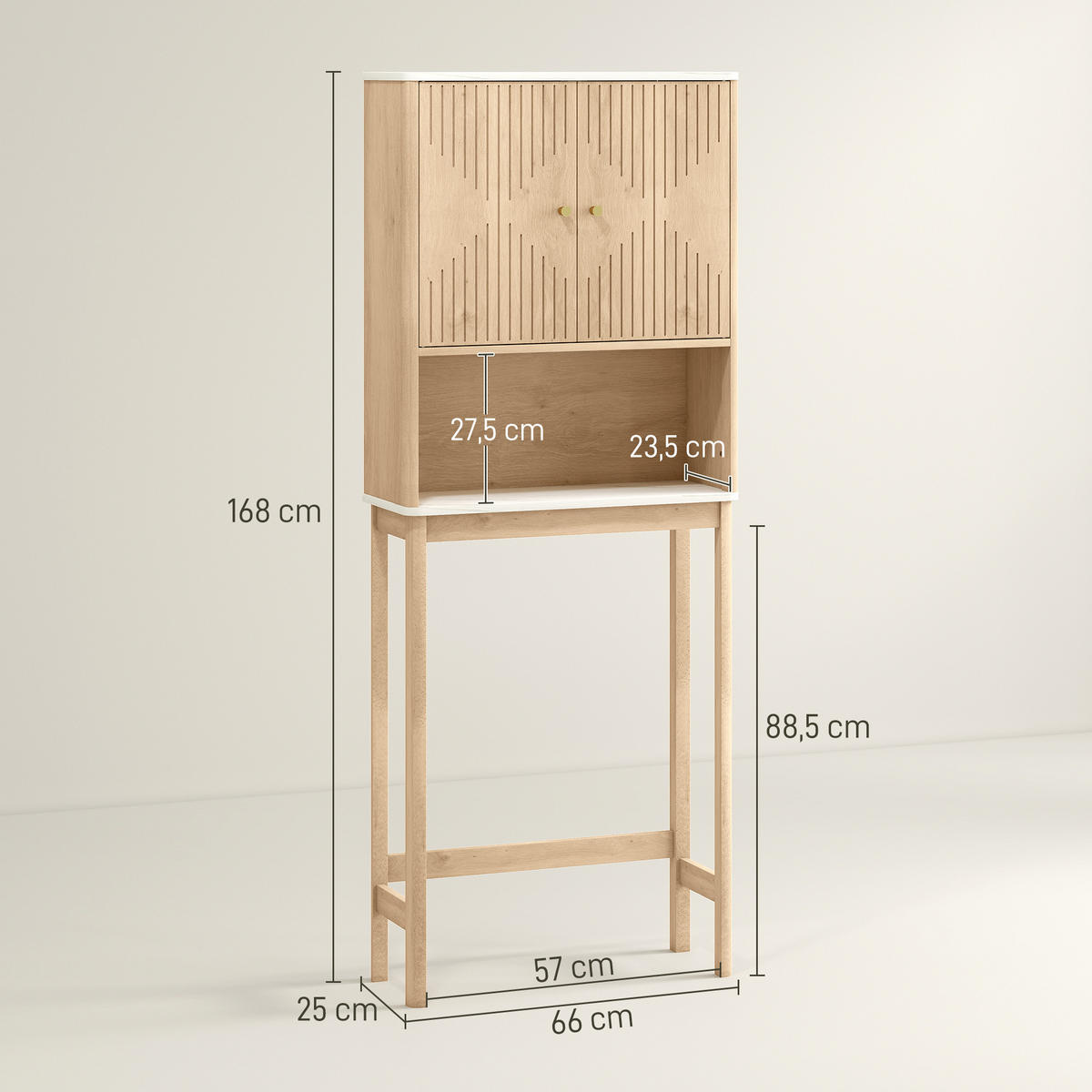 HÄNGESCHRANK Eiche 1 Stück - Beige, Kunststoff (66/168/25cm) - GiPP