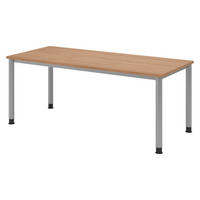 SCHREIBTISCH Serie-H Gestell: Silber 80/180/74 cm in Nussbaumfarben - Nussbaumfarben, Holzwerkstoff (80/180/74cm) - bümö