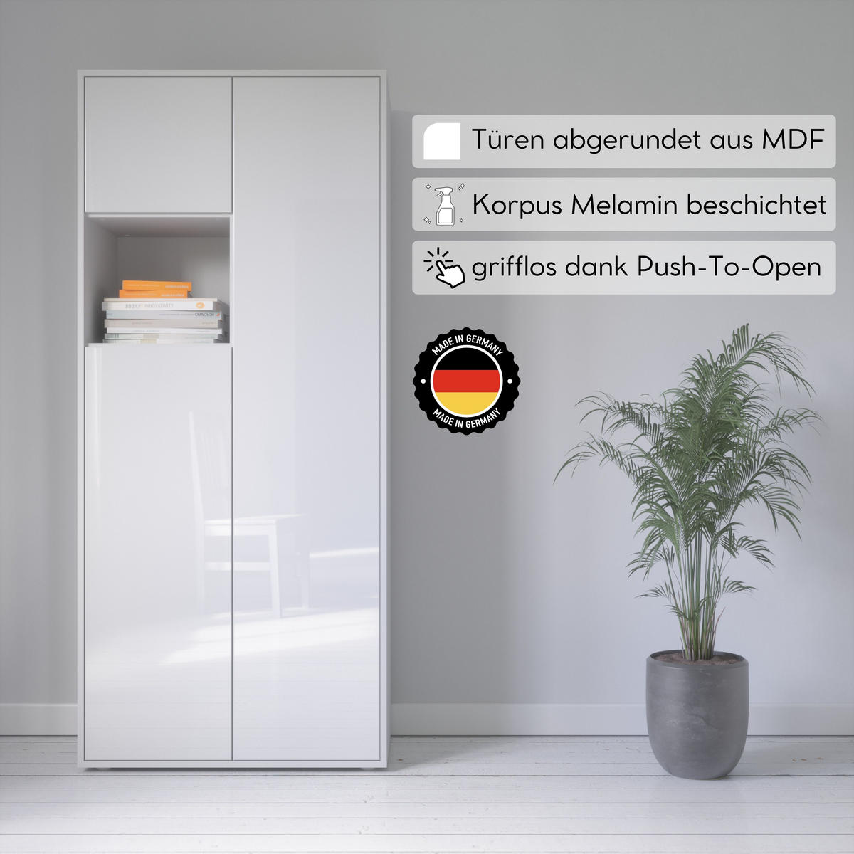 AKTENSCHRANK Amira T10 Weiß Hochglanz 180/80/40 cm - Weiß Hochglanz, Holzwerkstoff (80/180/40cm) - SIMPLYFURN