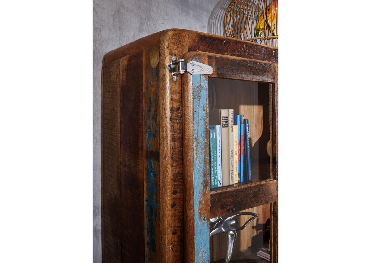 VITRINE Altholz 100x40x180 mehrfarbig lackiert FREEZY #30 - Multicolor, Holz (100/180/40cm) - Massivmoebel24
