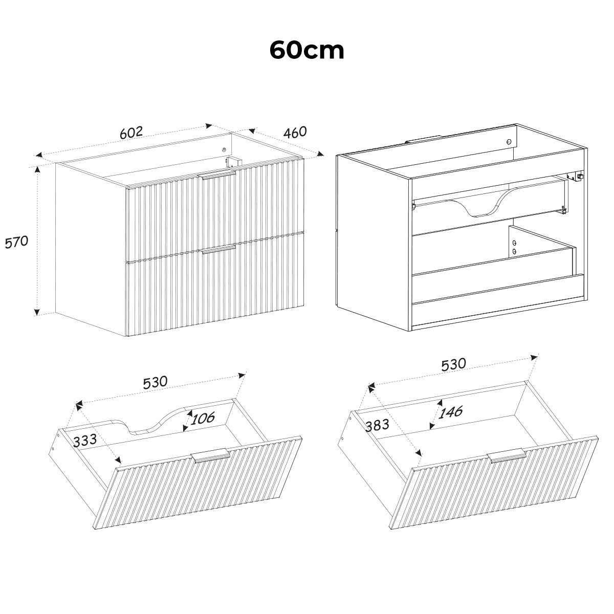 WASCHTISCHUNTERSCHRANK 60.6cm Adriel Beige - Beige, Holzwerkstoff (60.6/59/46cm) - Petits-meubles